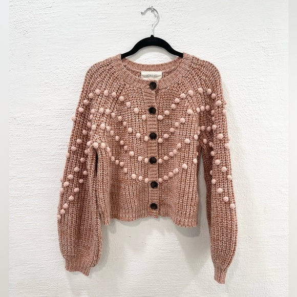 The Great Marled Bobble Cardigan Sweater Pink Savanna Rose Size 0 - Picture 2 of 6